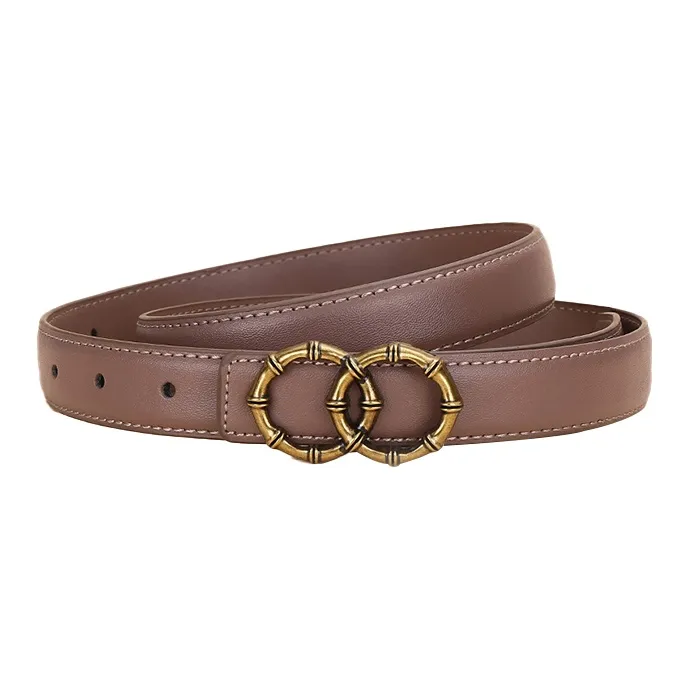 Lanza Cow Split Leather Belts Women's Width 2.4CM-4