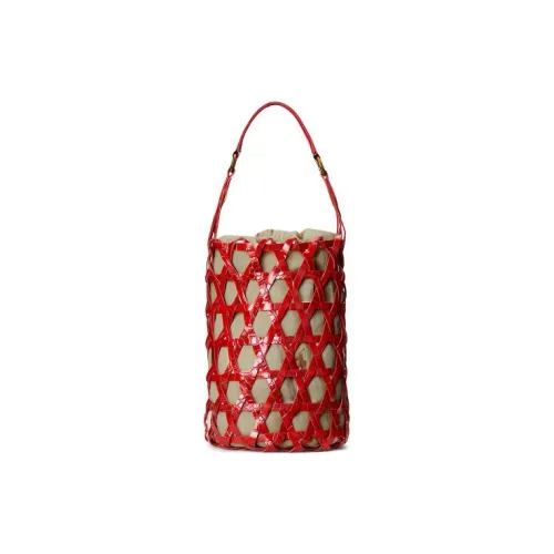 Polo Ralph Lauren Cow Leather Bucket Bag Handbag Shoulder Bag Regular Women's Red/Beige