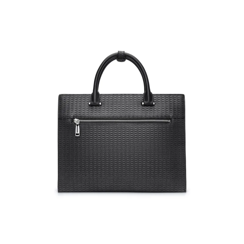 PIERRE CARDIN Cow Leather Briefcase Men's Black-1