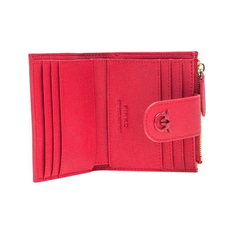 PINKO LOVE Series Cow Leather Wallet Women's Coral Red-2
