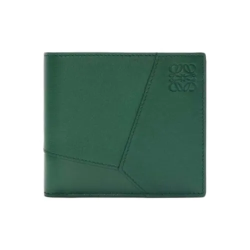 LOEWE Puzzle Calfskin Wallet Men's Evergreen