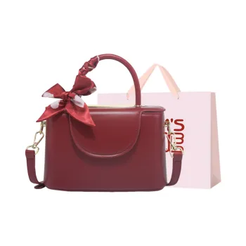 Worm's Home PU Crossbody Bag One Shoulder Handbag Women's Red