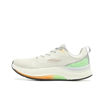 QIAODAN Cushioned Slip Resistant Abrasion Resistant Low Top Cushioning Gel Casual Running Shoes Men's White Gray Green