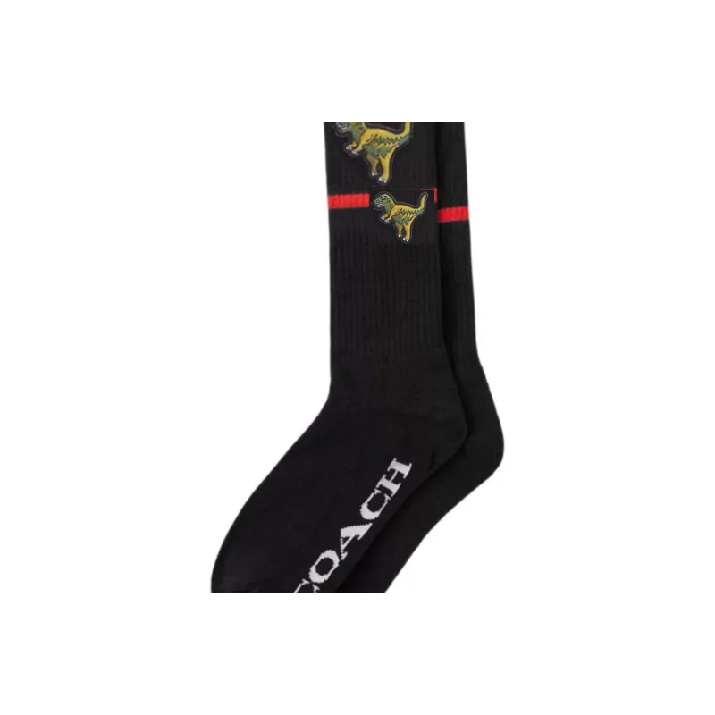 COACH Knee High Socks Unisex 1 Pack Black-1