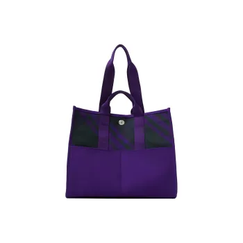 Burberry Cotton Patchwork Canvas Handbag Canvas Bag Tote Bag Shopping Bag Women's Purple & Black