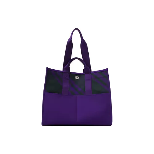 Burberry Cotton Patchwork Canvas Handbag Canvas Bag Tote Bag Shopping Bag Women's Purple & Black