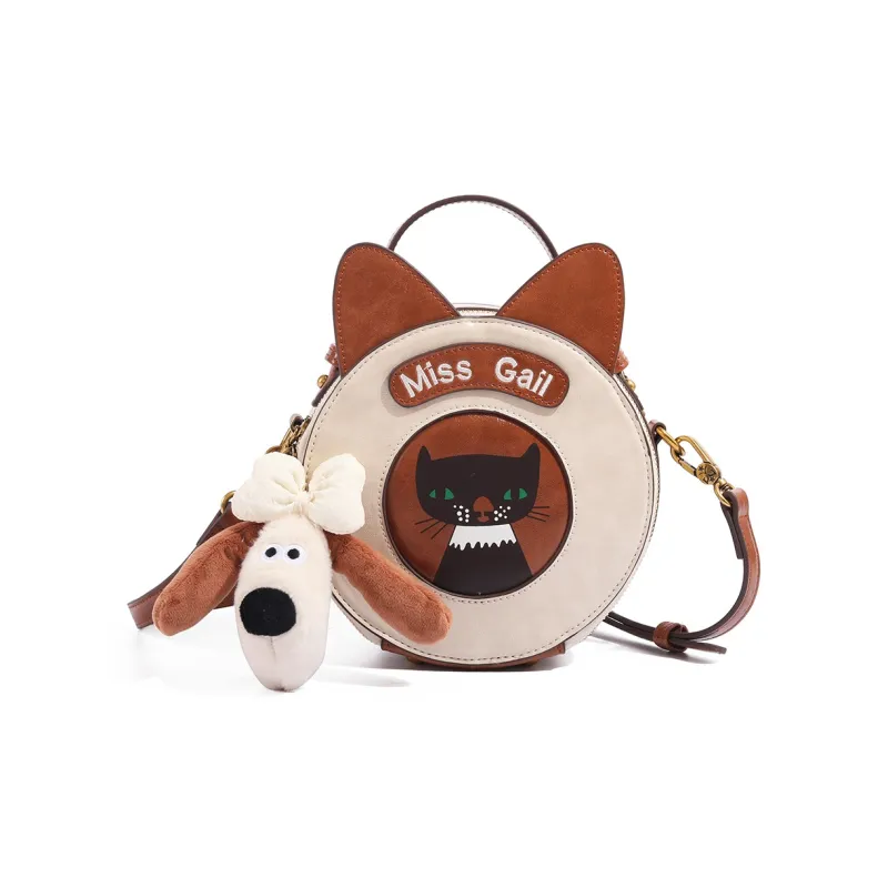MISS GAIL Synthetic Leather Handbag Regular Women's White & Brown-7