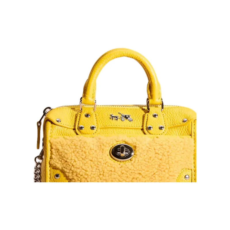 COACH Rhyder Wool Bonded Leather Shoulder Bag Crossbody Bag Women's Silver Multicolor Banana-1