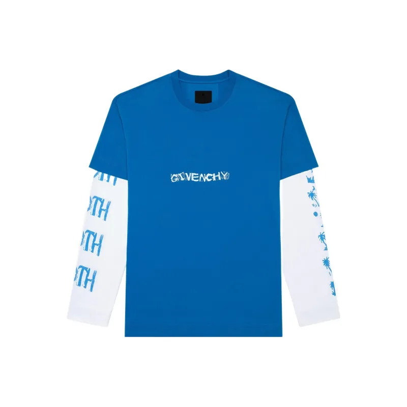 Givenchy Oversized Double Layer Print Long Sleeve T Shirt-0