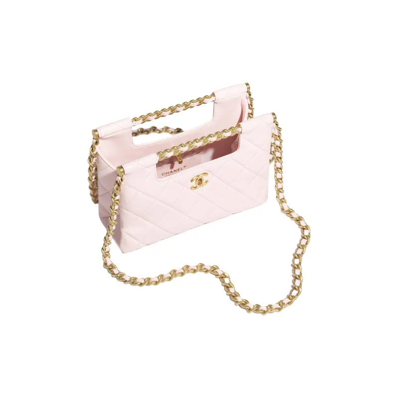 CHANEL Lambskin One Shoulder Handbags Small Size Women's Light Pink Red-2