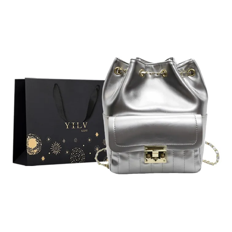 Yi Brigade PU Backpack Women's Ecru/Silver/Black-4