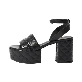 CHANEL 25S Strap Sandals 9cm Women's Black