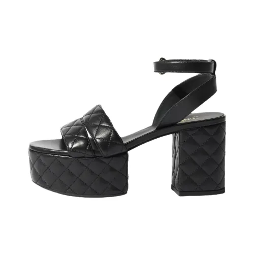 CHANEL 25S Strap Sandals 9cm Women's Black
