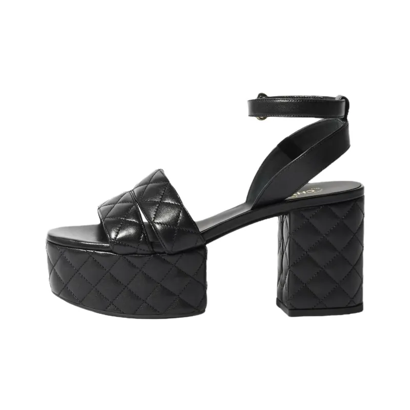 CHANEL 25S Strap Sandals 9cm Women's Black-0