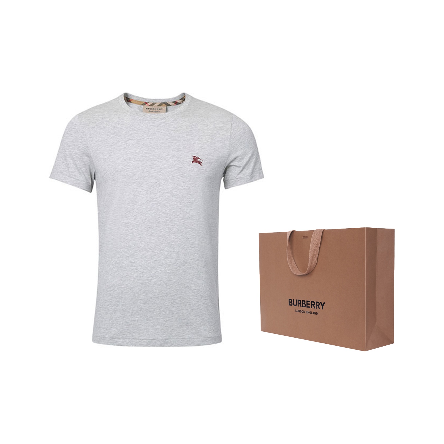 Burberry Men War Horse Embroidered Round Neck Short Sleeve T