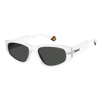 Polaroid Polycarbonate Plastic Irregular Shape Sunglasses Unisex White
