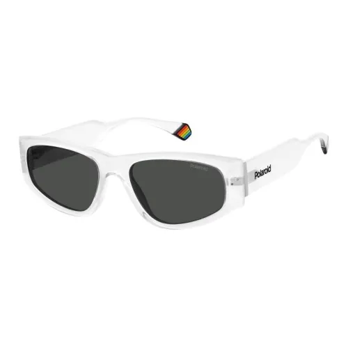 Polaroid Polycarbonate Plastic Irregular Shape Sunglasses Unisex White