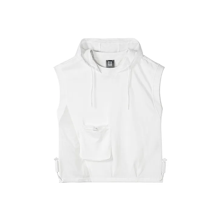 NORVINCY Breathable Solid Color 100% Cotton Sleeveless Hooded T Shirt Unisex-5