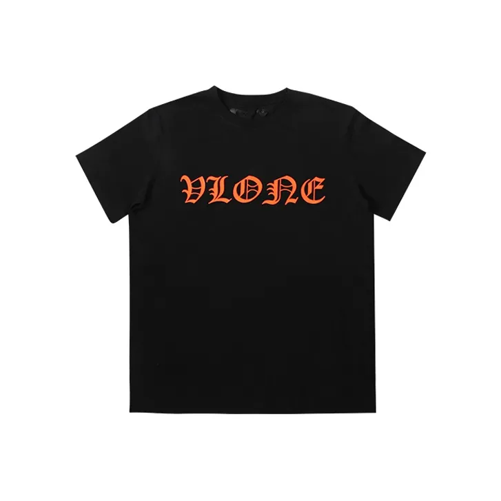 VLONE Gothic Alphabet Series T Shirts Unisex Black-0