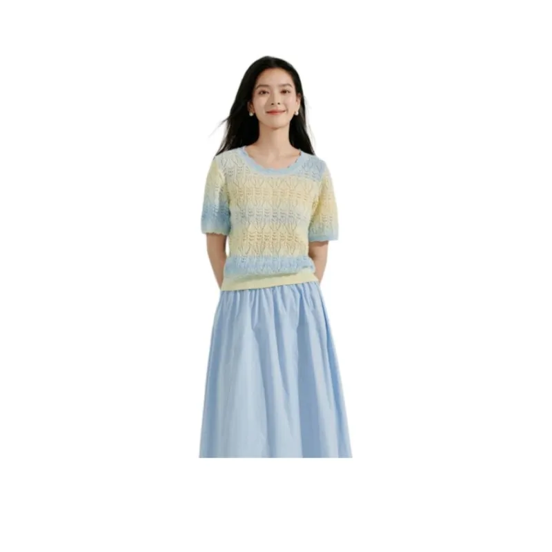 Inman Top Women's Yellow Blue Stripes-2