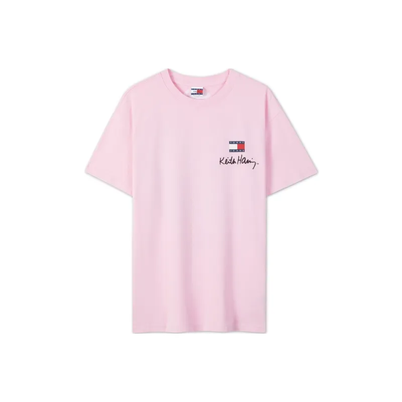 Keith Haring X Tommy Hilfiger Tommy Hilfiger X Keith Harlem Co authored Series T Shirts Unisex Light Pink VEA-0