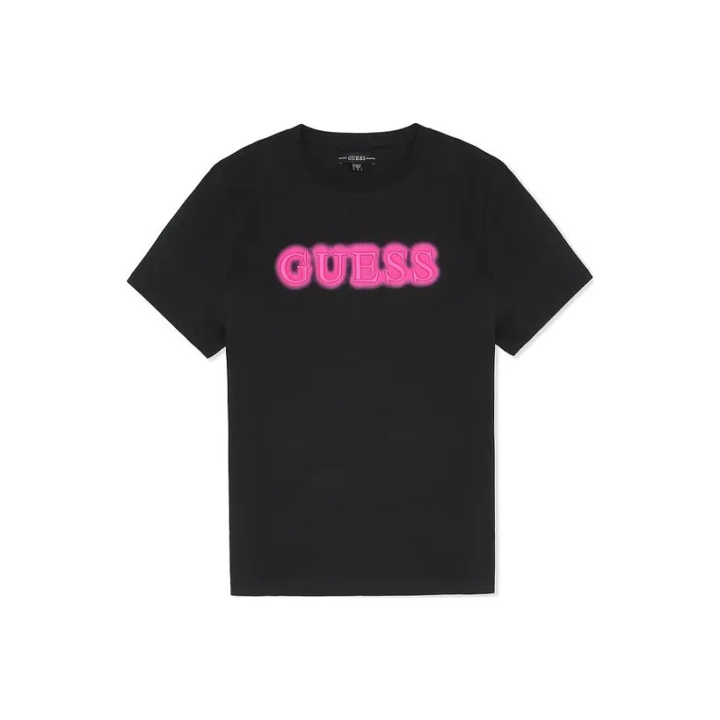 GUESS T Shirts Unisex Black Sole Rose Red-0