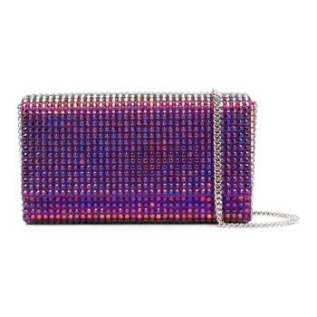 AMINA MUADDI Crystal Accented Satin One Shoulder Crossbody Clutches Mini Women's Purple