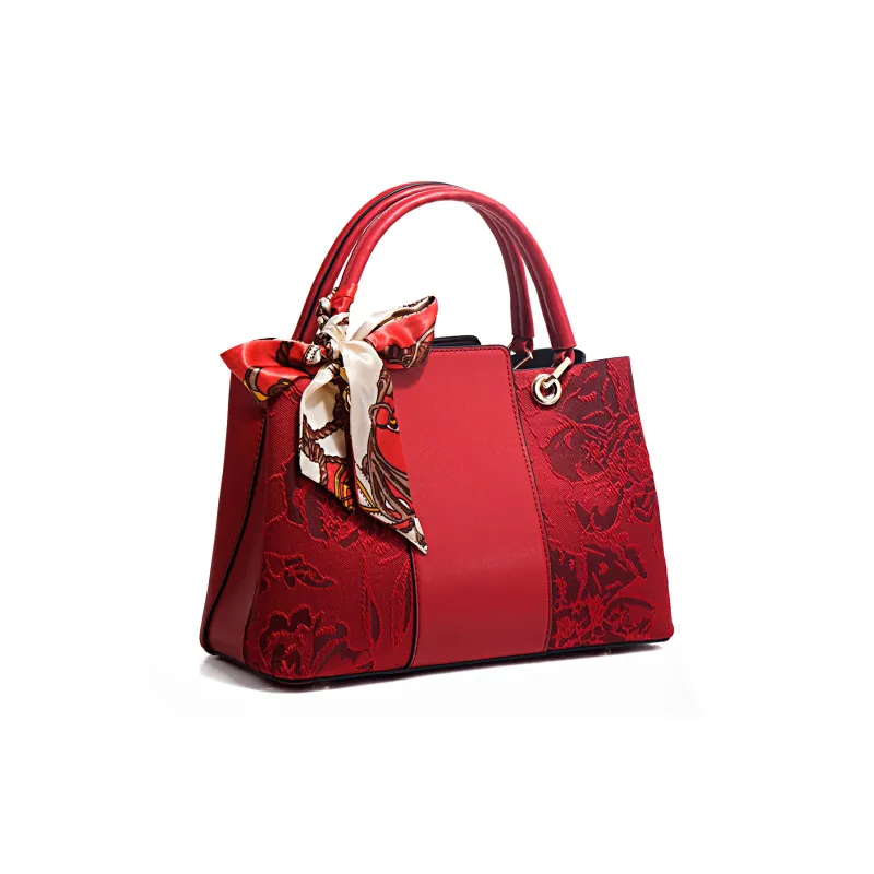 HACIN PU One Shoulder Handbags Regular Women's Jacquard Red-1