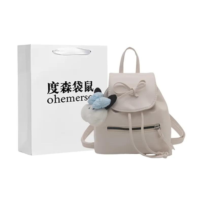 Dusen Kangaroo PU Backpack On The Shoulder Regular Women's Silver/White/Black/Red-6