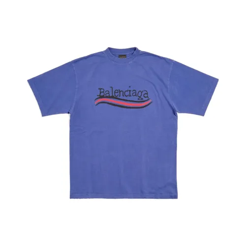 Balenciaga Drop Shoulder Sleeve T Shirt Men's Dark Blue Loose Fit