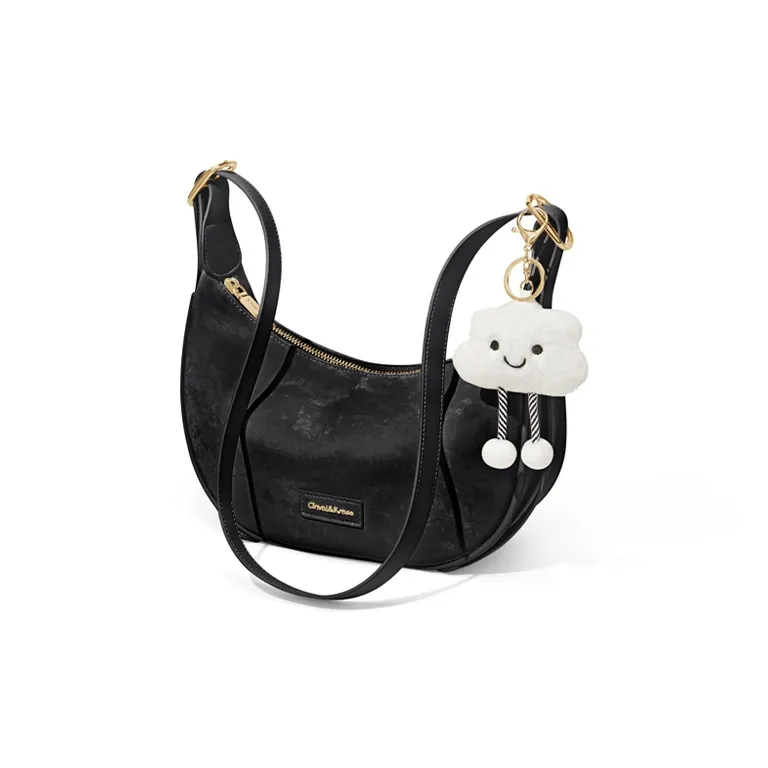 CinvaiKrose Cow Leather Shoulder Bag, Crossbody Bag, Sports Dumpling Bag Small Size Women's Ecru/Black/Green-7