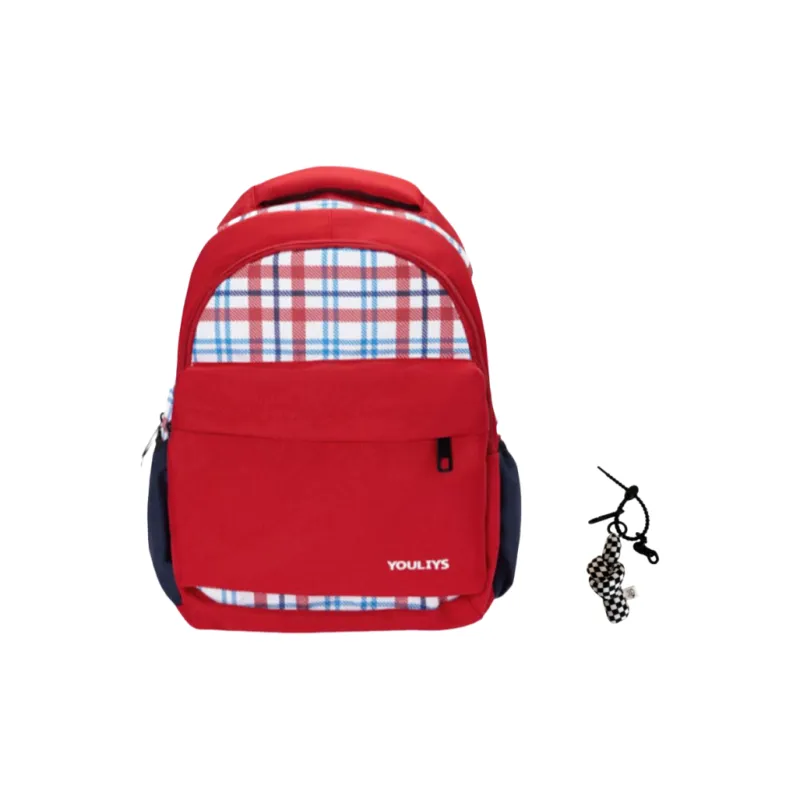 Yalu Nylon Fabric Backpack Regular Unisex Red/Navy Blue-6