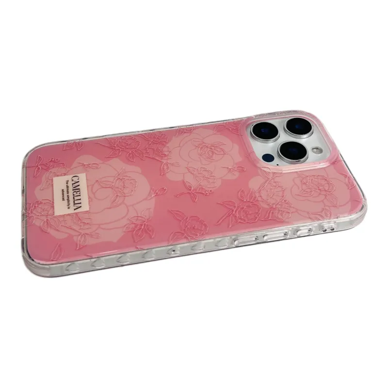 Wei Xin Acrylic Material Double Layer Pink Rose Phone Cases Compatible With IPhone 16/15 Pro Max/Apple 13/14 Pro/Max-3
