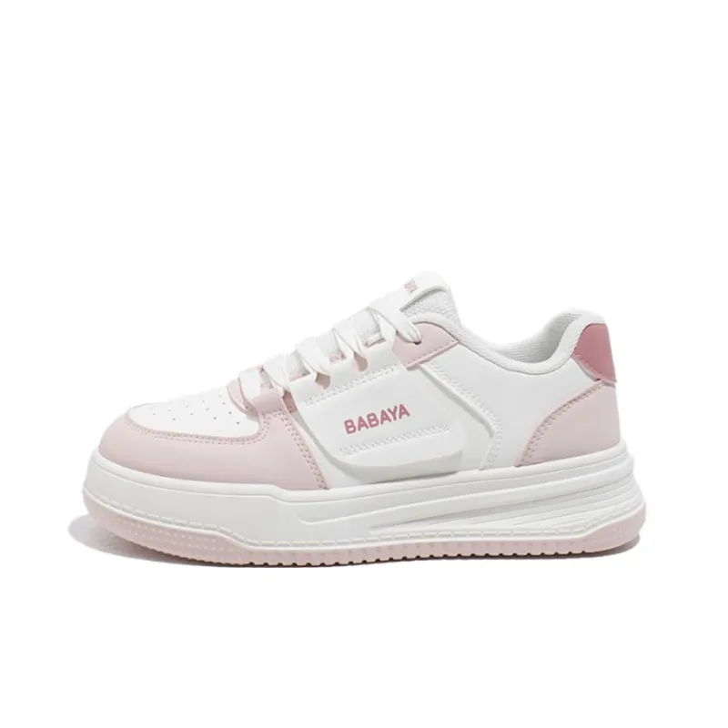 Babaya Anti Slip Wear Resistant Low Top Skateboard Shoes Women's Beige Pink-0