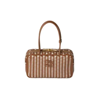 MIU MIU Beau Cow Leather Handbag Unisex Brown