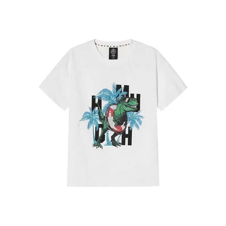 TCH T Shirts Unisex White With Blue Logo-0
