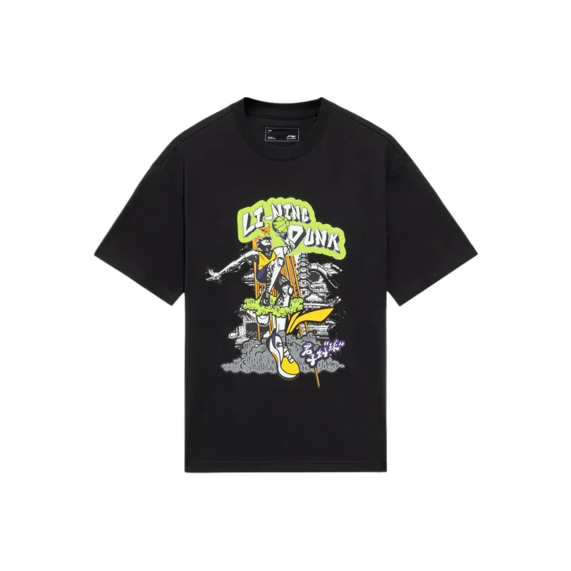 LiNing Basketball Collection T Shirt Unisex Black-0