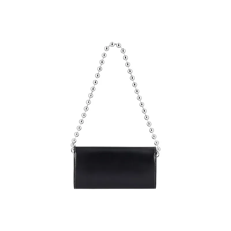 GANNI Recycled Leather Chain Wallet, Shoulder Bag Women's Black-1