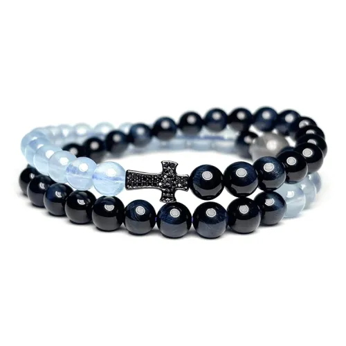 MOUNTAINS AND MANS Tiger's Eye Stone New Chinese Style Luxury Layering Good Luck Beaded Bracelet Men's