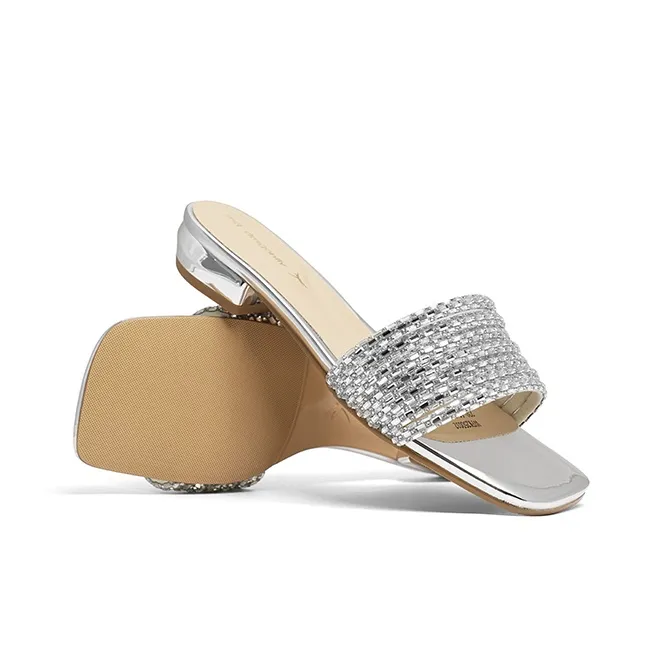 RED DRAGONFLY Rubber Sole Rhinestone Slide Slippers Women's-9