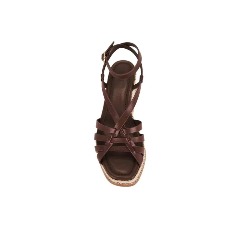 PAIGE Jill Espadrille Strap Sandals 6.5cm Women's Brown-3