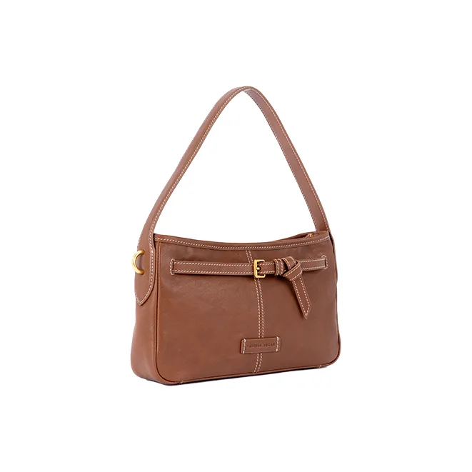 VANESSA HOGAN Top Grain Cow Leather Crossbody Bag Pochette Shoulder Bag Regular Women's Cocoa Red Brown/Obsidian Black-1