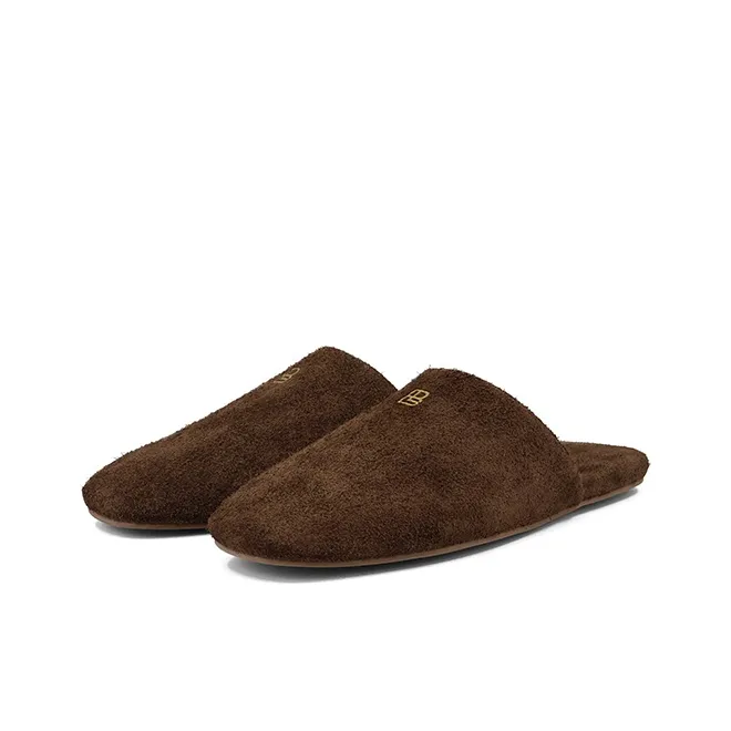 ZSBELLA Rubber Sole Leather Patchwork Abrasion Resistant Slip Resistant Wrap toe Slippers Women's-9