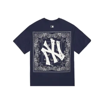 MLB Cashew Flower T Shirts Unisex Navy Blue