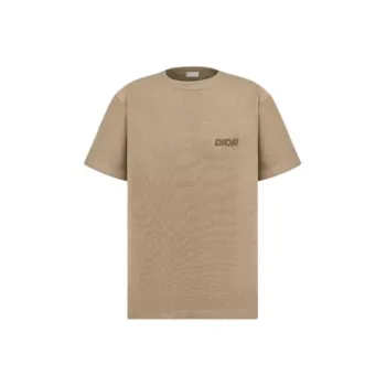 DIOR Letter Print Crew Neck Pullover Short-Sleeved T-Shirt Men's Beige