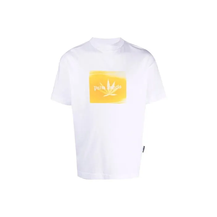 PALM ANGELS Leaf Print Logo T Shirt-0