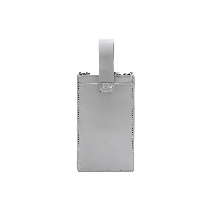 KENZO Cow Leather Chain Cell Phone Pouch Shoulder Bag Crossbody Bag Women's Silver-3