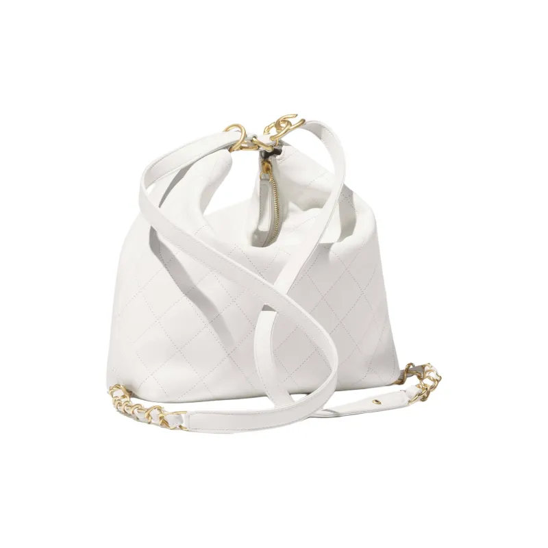 CHANEL Cow Leather Backpack Large Size Women's White-3
