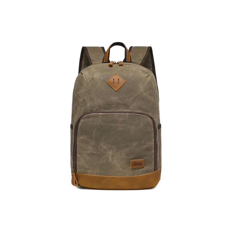 Jeep Batik Canvas Large Capacity Laptop Bag For Students And Travelers Regular Unisex Khaki/Army Green/Gray-3