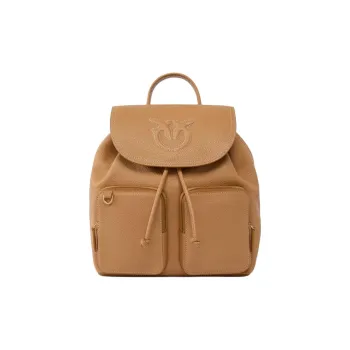 PINKO Cow Leather Backpack Small Size Women's Khaki